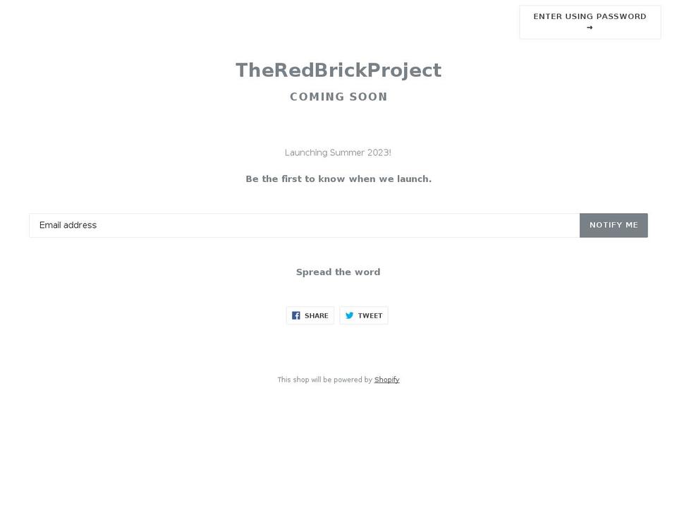 theredbrickproject.myshopify.com shopify website screenshot