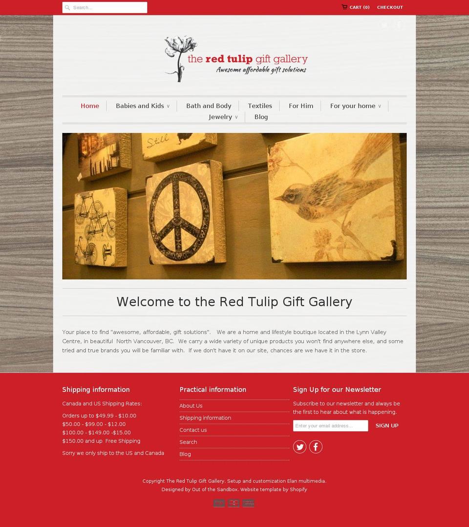 Drop Shopify theme site example theredtulip.ca