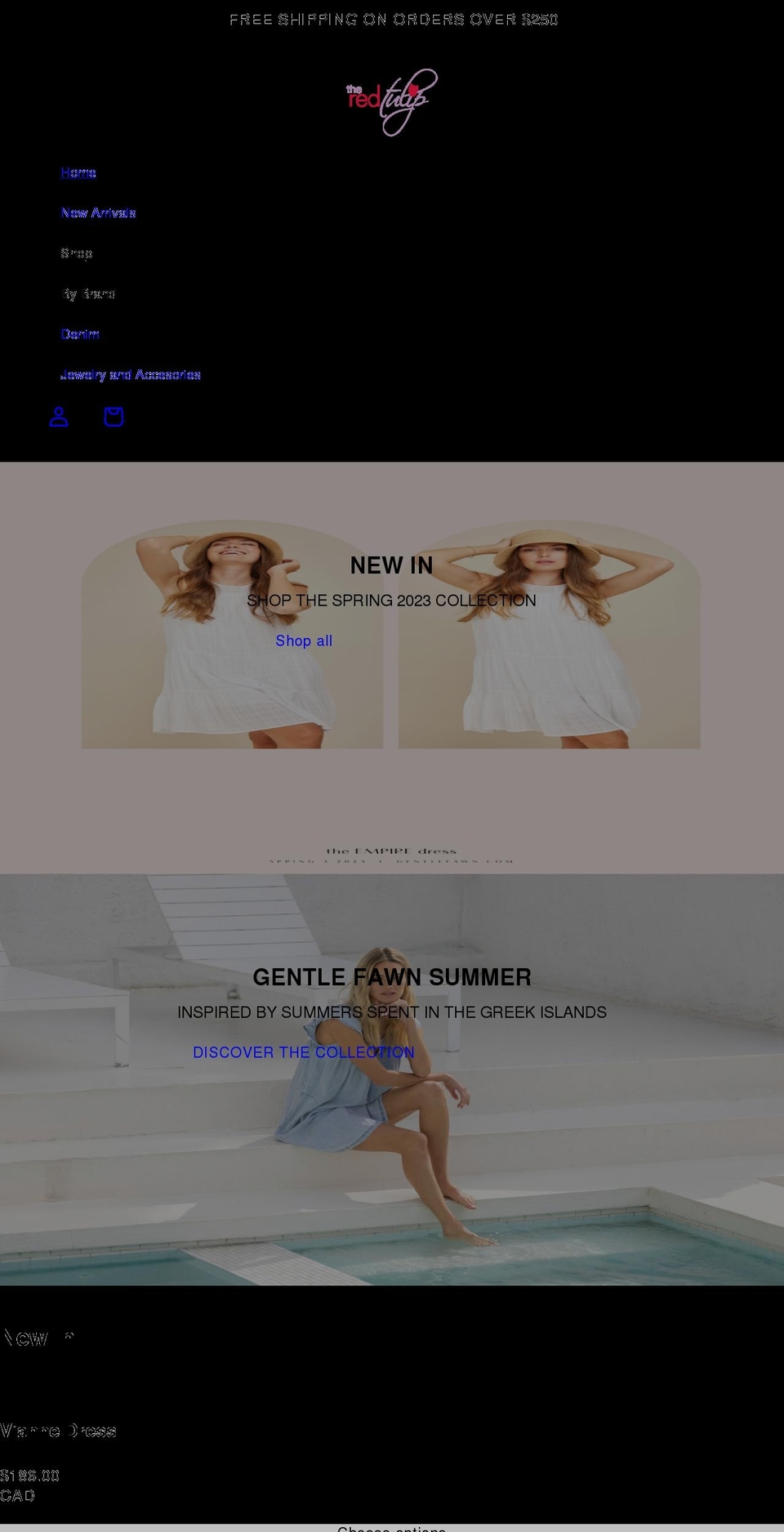 theredtuliponline.com shopify website screenshot