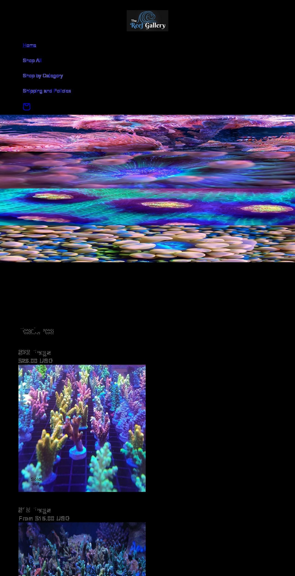 thereefgallery.com shopify website screenshot