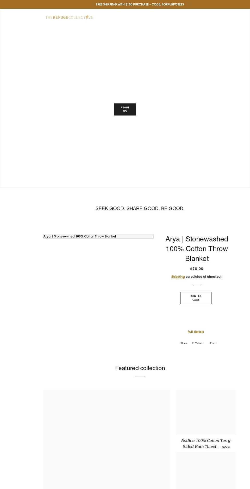 therefugecollective.com shopify website screenshot