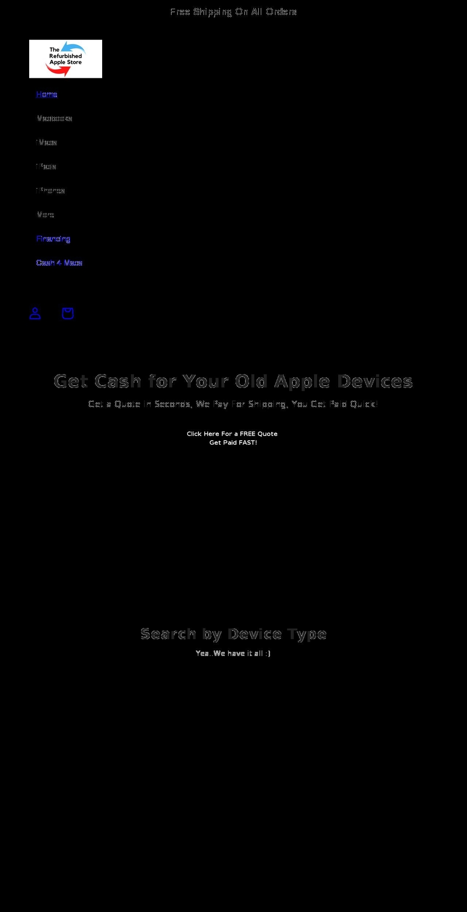 therefurbishedapplestore.com shopify website screenshot