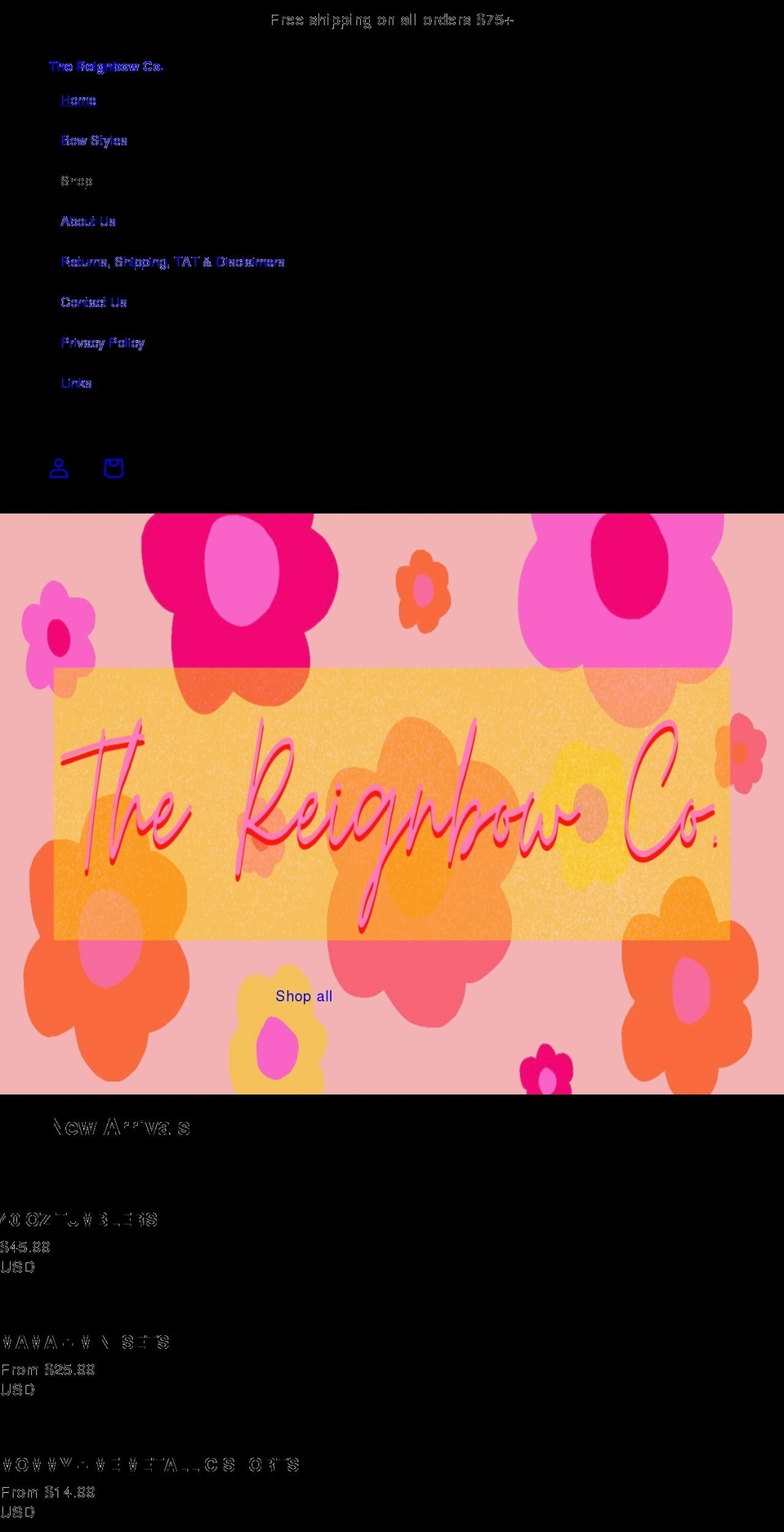 thereignbowco.com shopify website screenshot