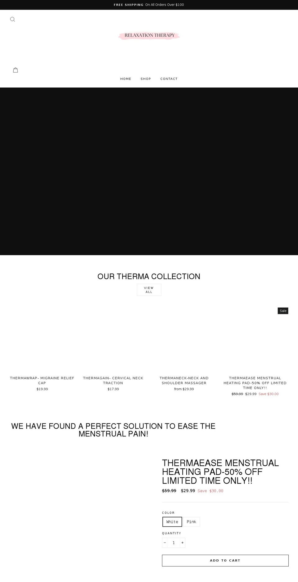 therelaxationtherapy.com shopify website screenshot