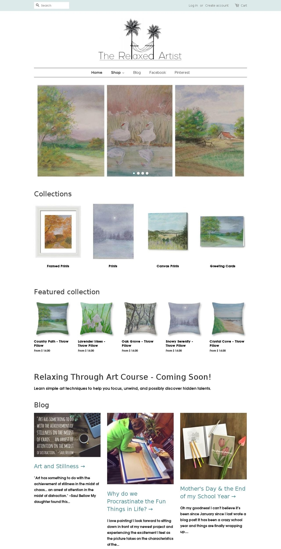 therelaxedartist.com — Shopify storefront screenshot