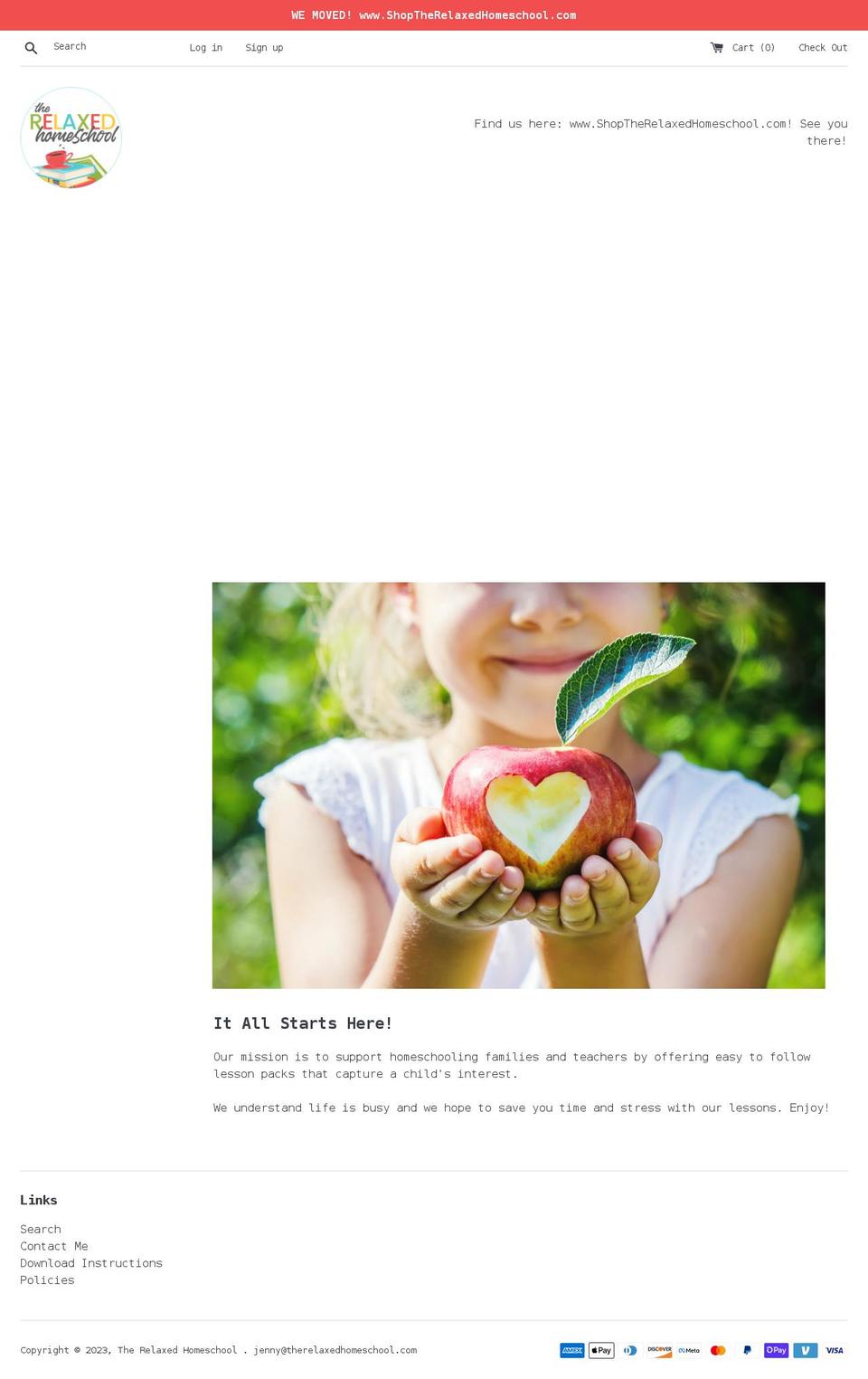 therelaxedhomeschoolshop.com shopify website screenshot