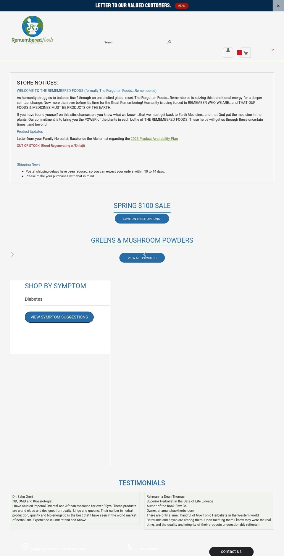therememberedfoods.com shopify website screenshot