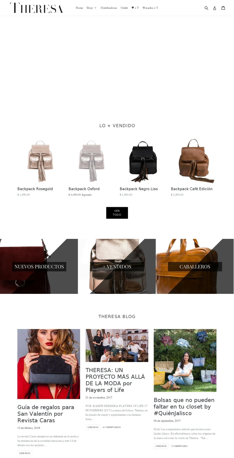 theresabags.com shopify website screenshot