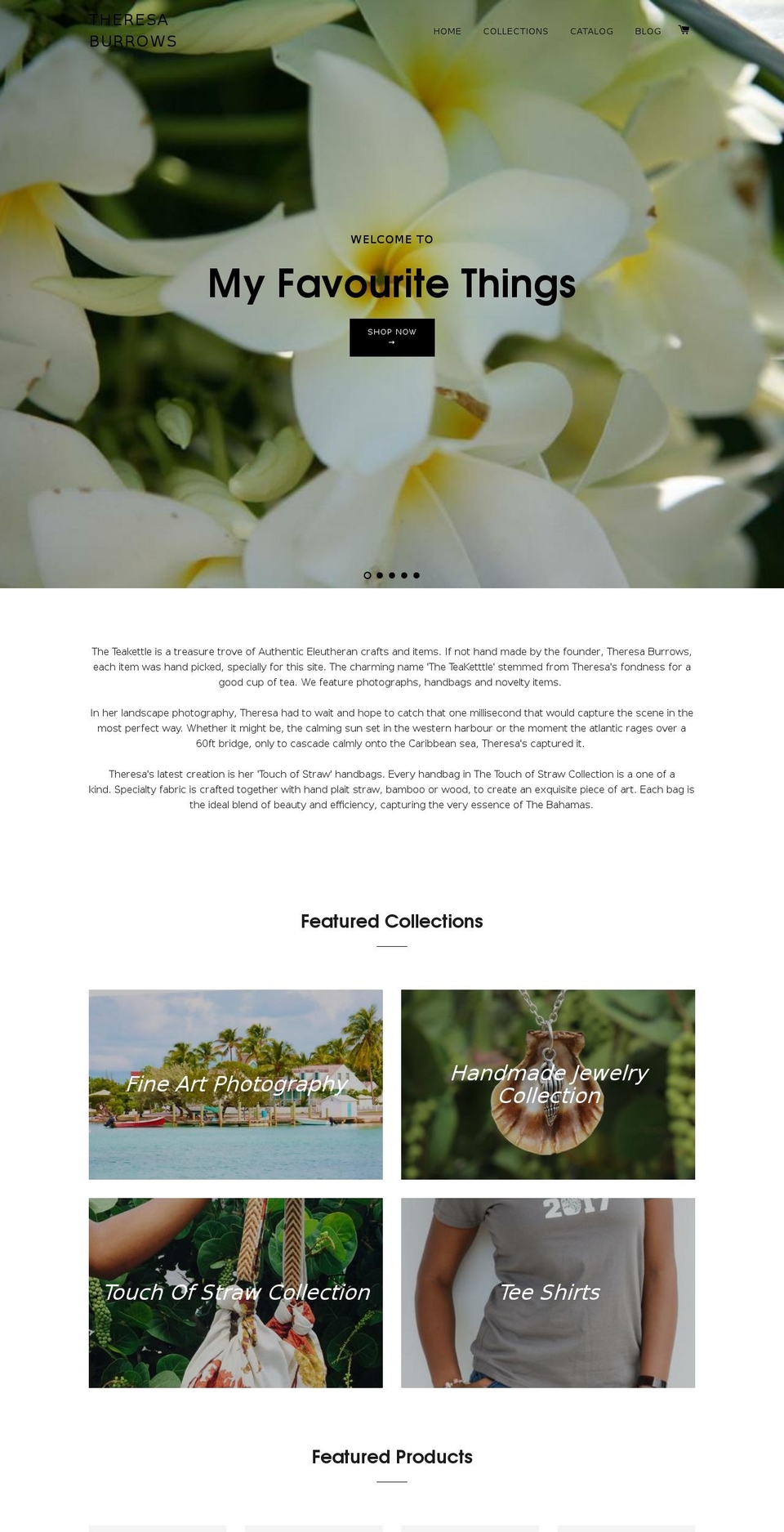 theresaburrows.com shopify website screenshot
