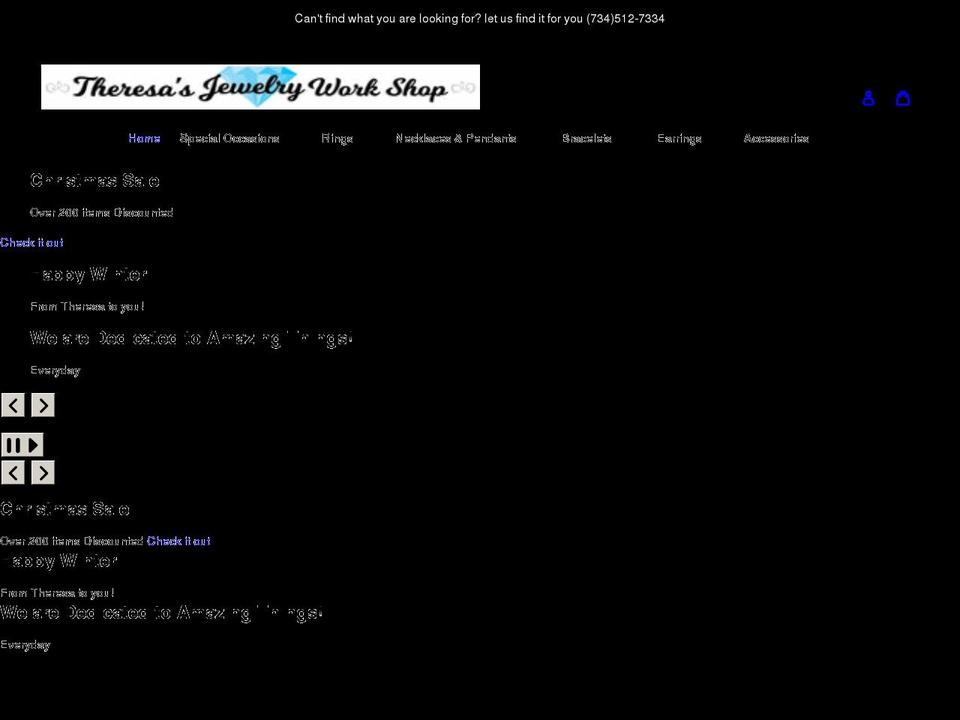 theresasjewelryworkshop.com shopify website screenshot