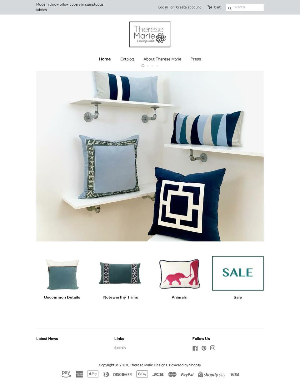 theresemariedesigns.com — Shopify storefront screenshot