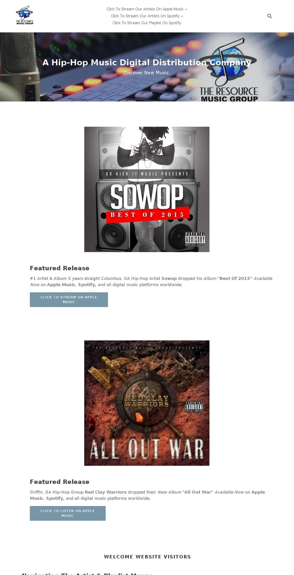 theresourcemusicgroup.com shopify website screenshot