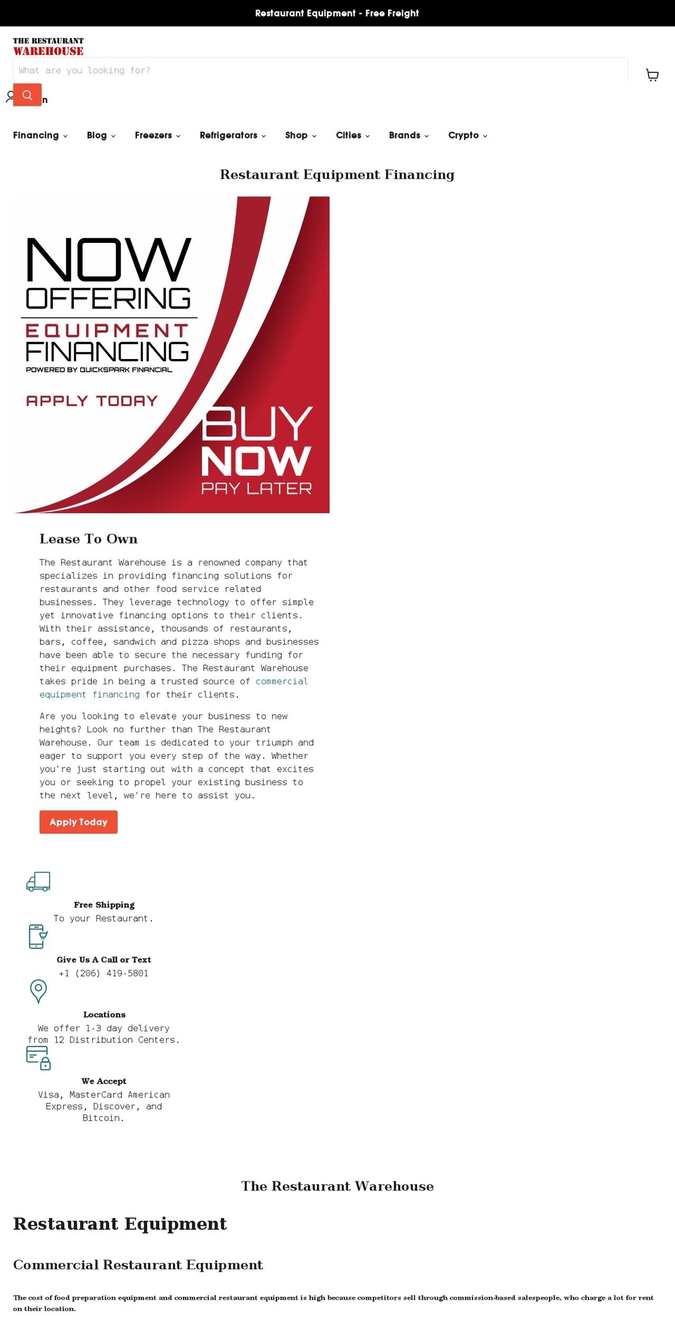 therestaurantwarehouse.com shopify website screenshot