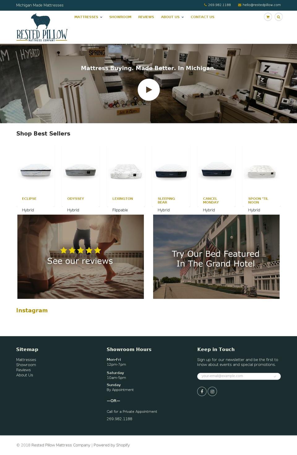 therestedpillow.com shopify website screenshot