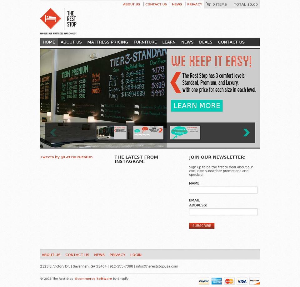 thereststopusa.com — Shopify storefront screenshot