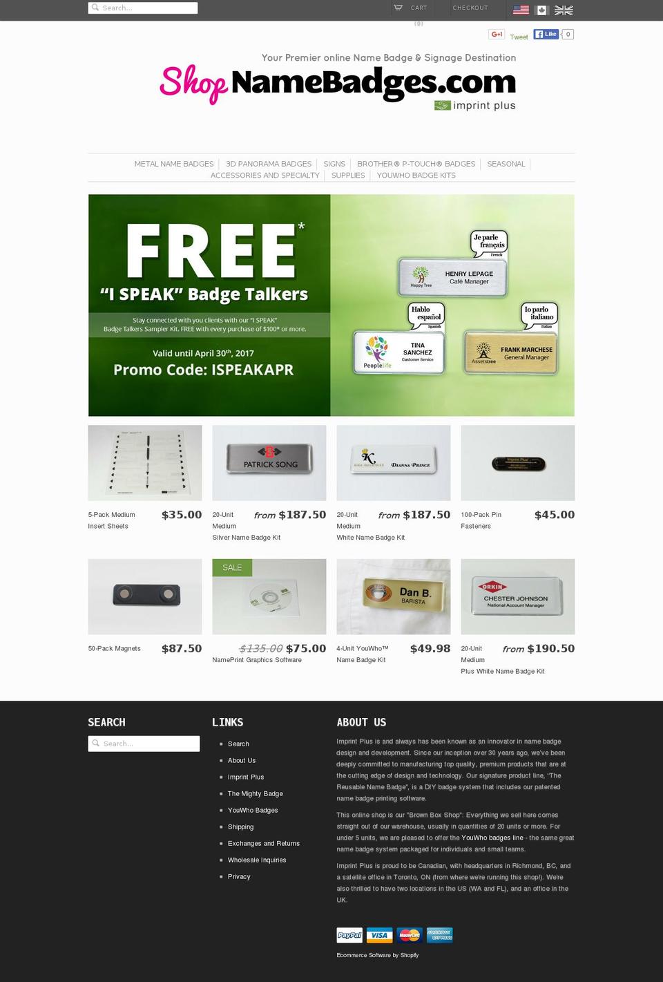 thereusablenamebadge.com shopify website screenshot