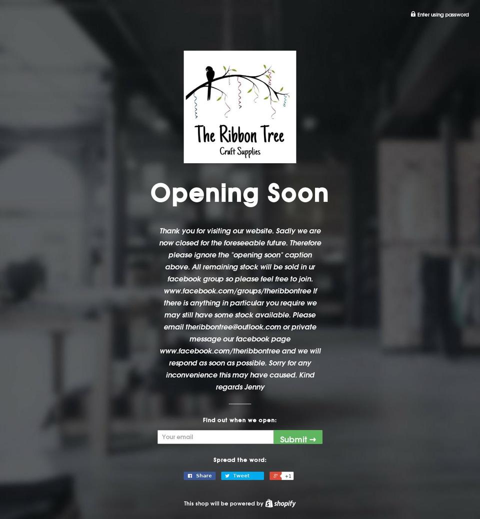 theribbontree.net shopify website screenshot