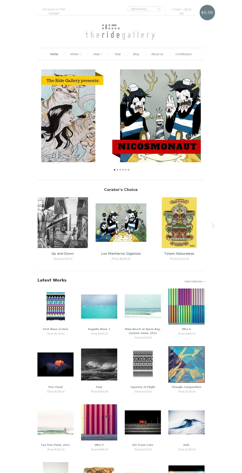 theridegallery.com shopify website screenshot