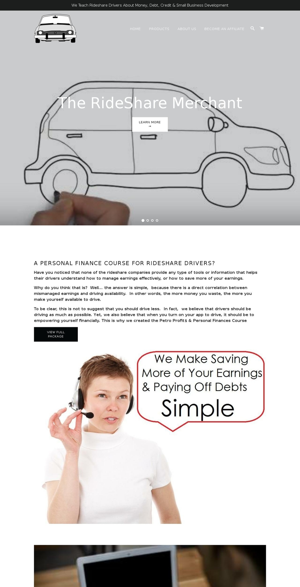 theridesharemerchant.com — Shopify storefront screenshot
