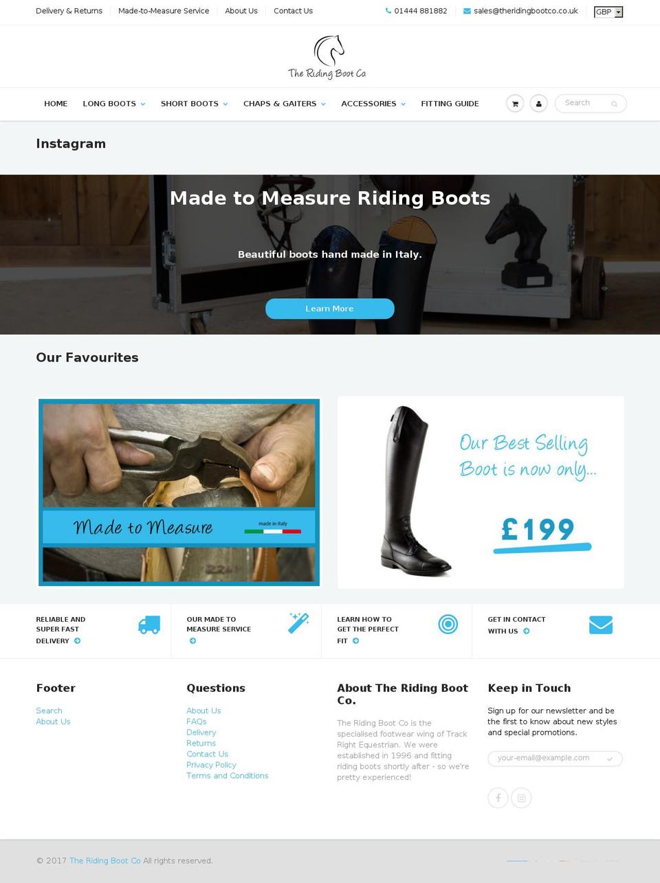 theridingbootco.co.uk shopify website screenshot