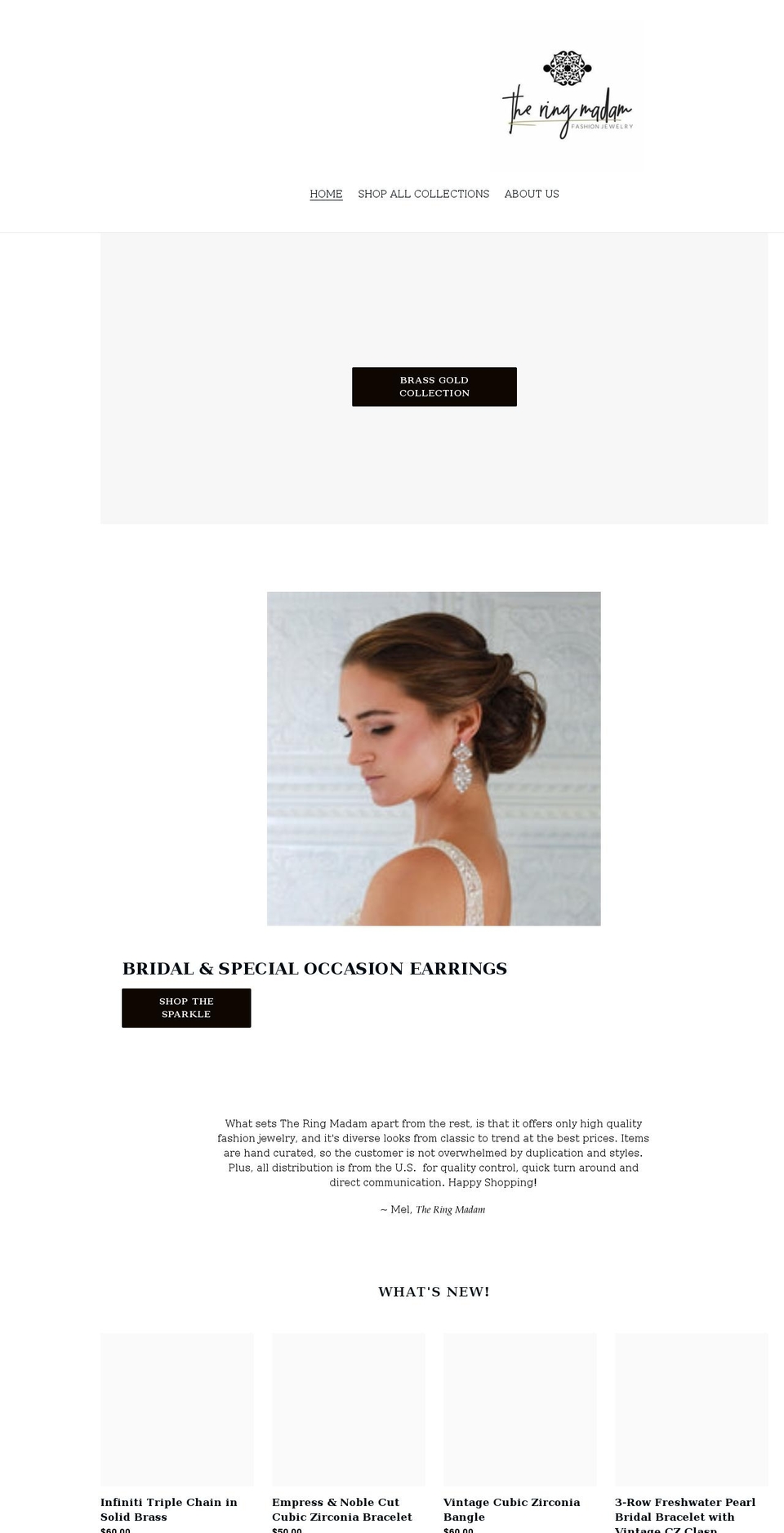 theringmadam.com shopify website screenshot