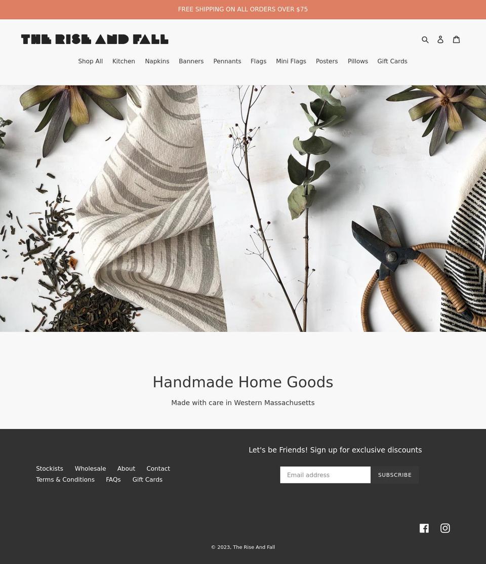 theriseandfall.com shopify website screenshot