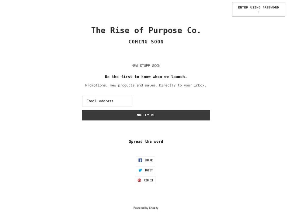 theriseofpurpose.com shopify website screenshot