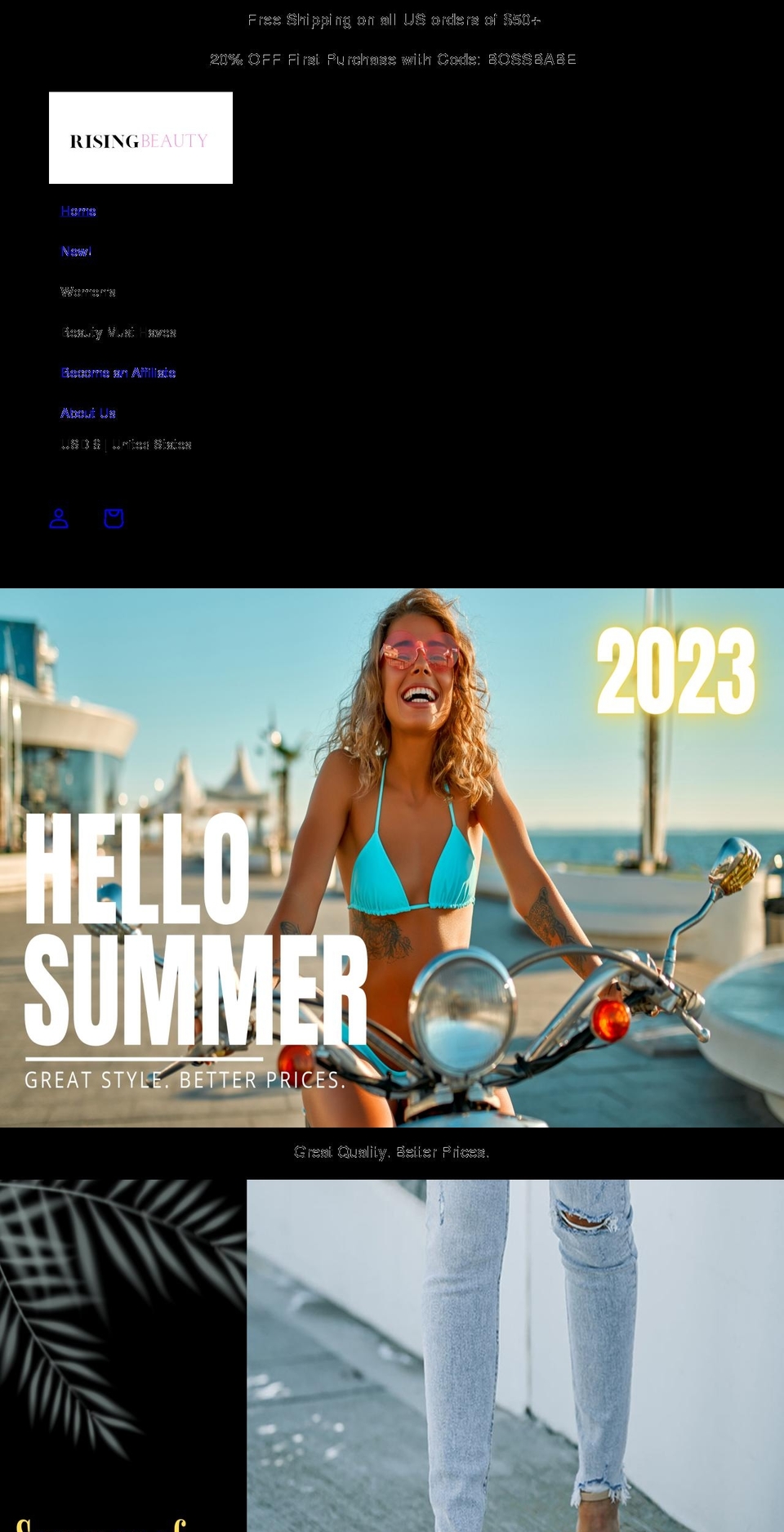 therisingbeauty.com shopify website screenshot