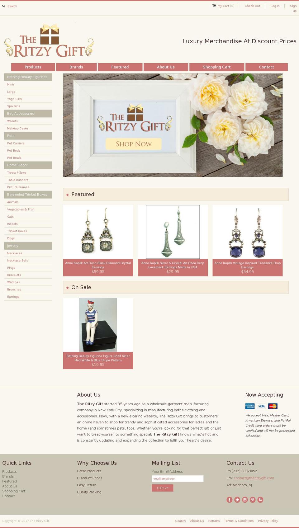 theritzygift.com shopify website screenshot