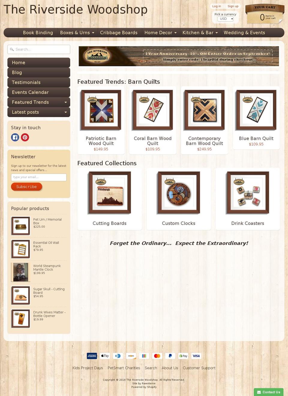 theriversidewoodshop.com — Shopify storefront screenshot