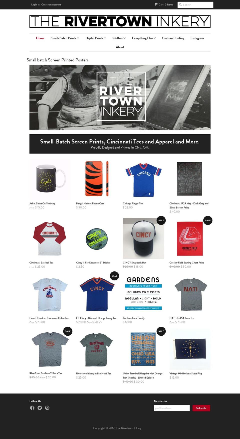 therivertowninkery.com shopify website screenshot