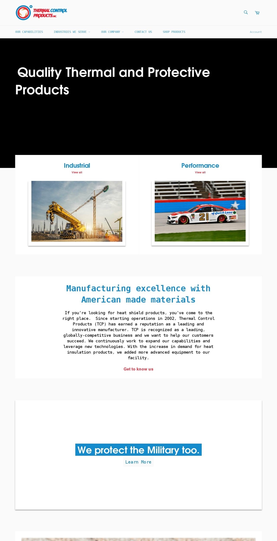 thermalcontrolproducts.com shopify website screenshot