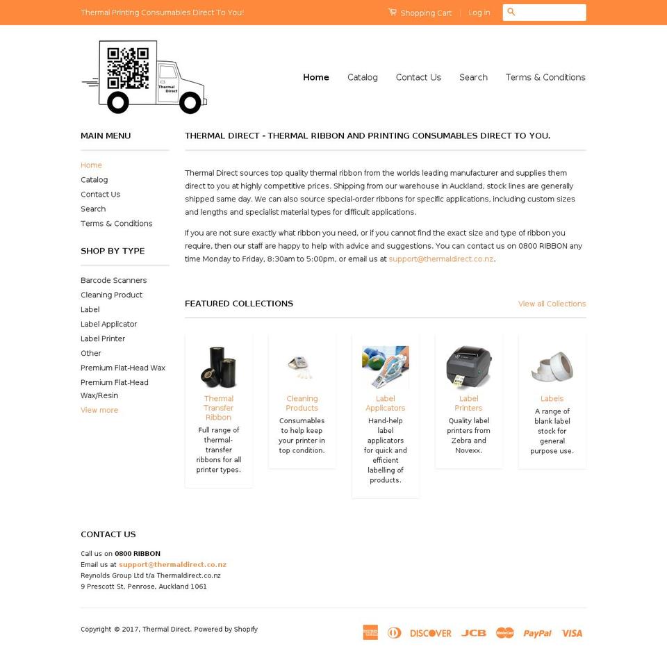 thermaldirect.co.nz shopify website screenshot