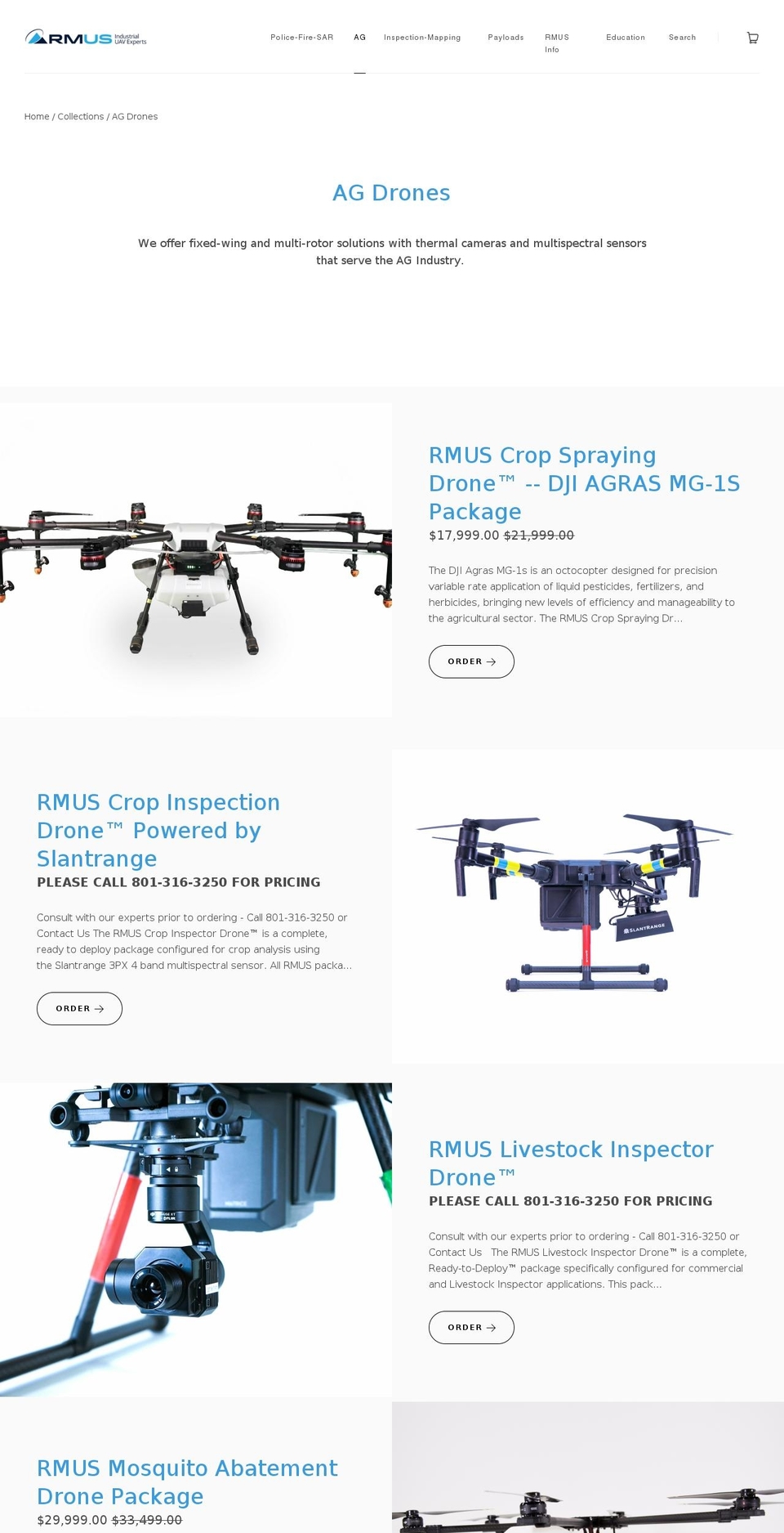 thermalhuntingdrones.com shopify website screenshot