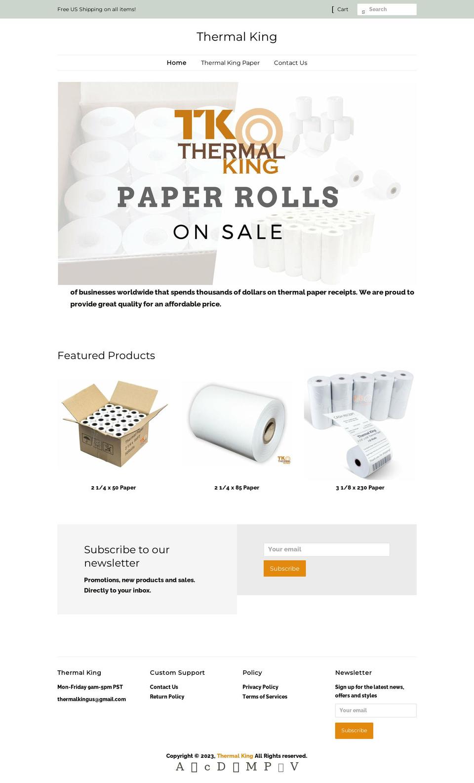 thermalkingpaper.com — Shopify storefront screenshot
