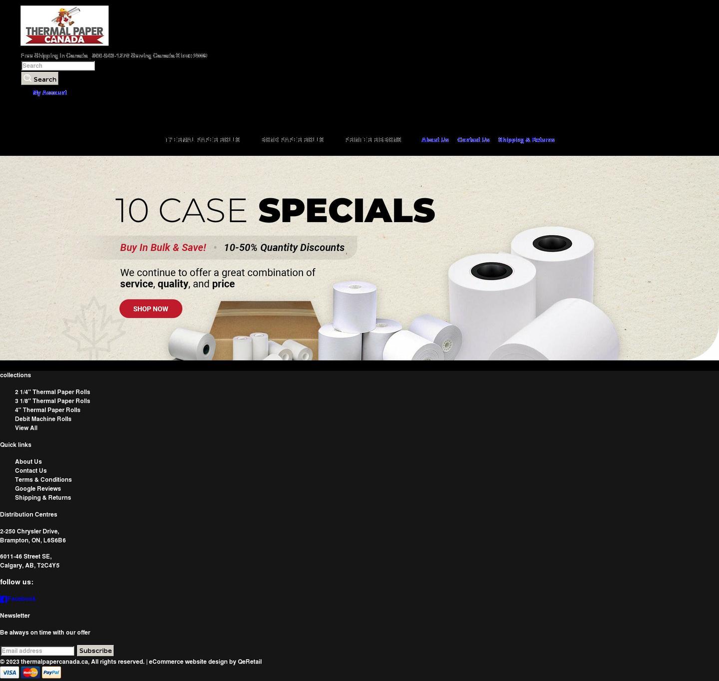 thermalpapercanada.ca shopify website screenshot