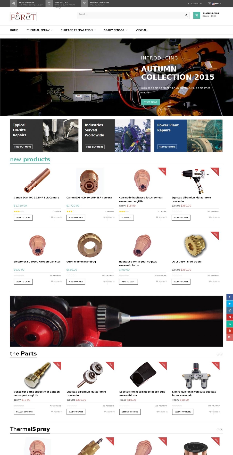 thermalspraypart.com shopify website screenshot