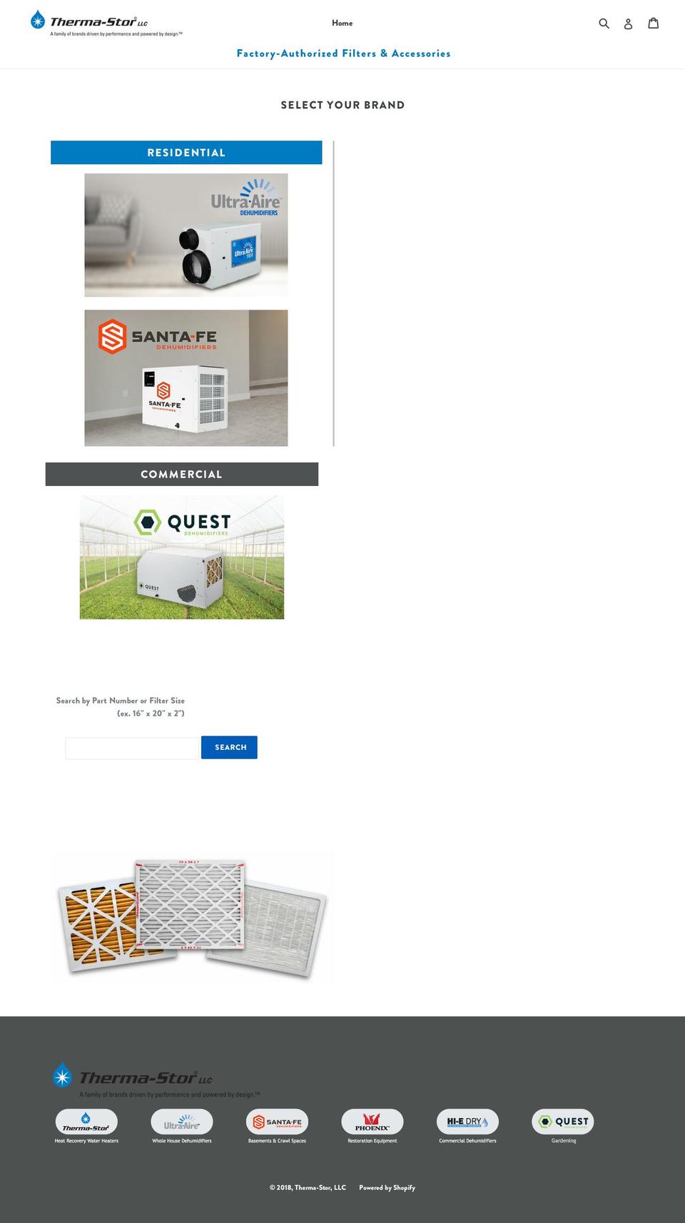 thermastorfilters.com — Shopify storefront screenshot