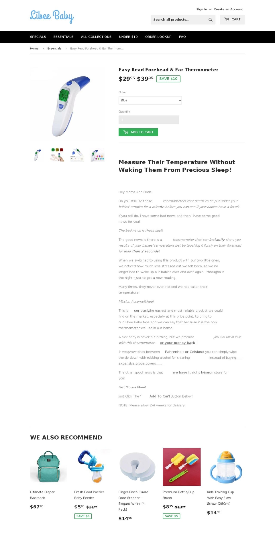 thermometerforkids.com — Shopify storefront screenshot