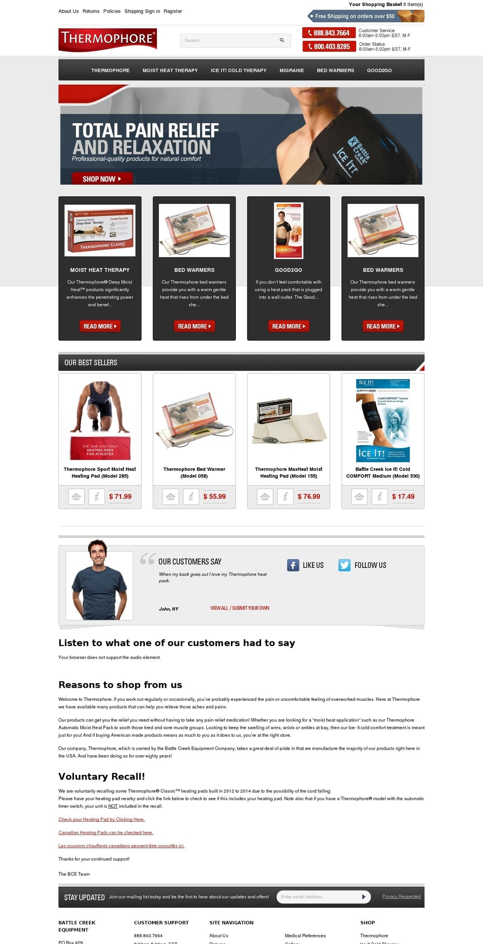 thermophore.com shopify website screenshot