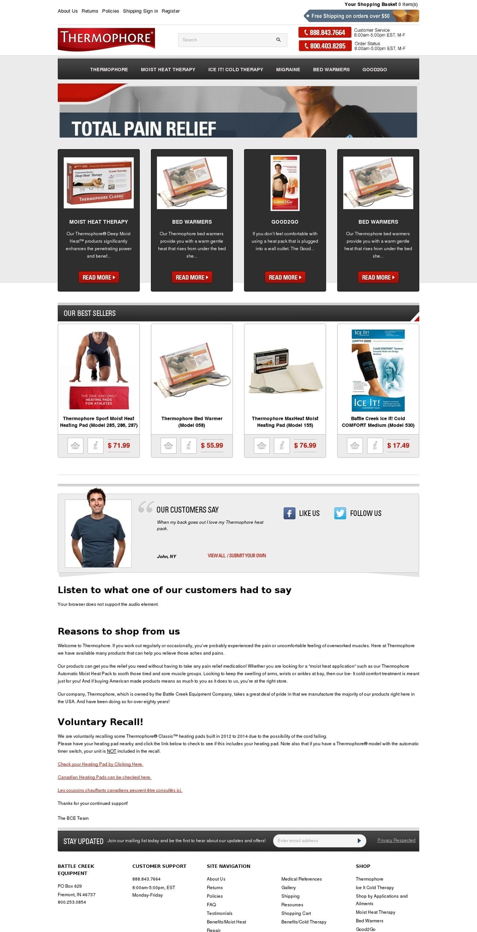 Black Arrow Shopify theme site example thermophoreone.com