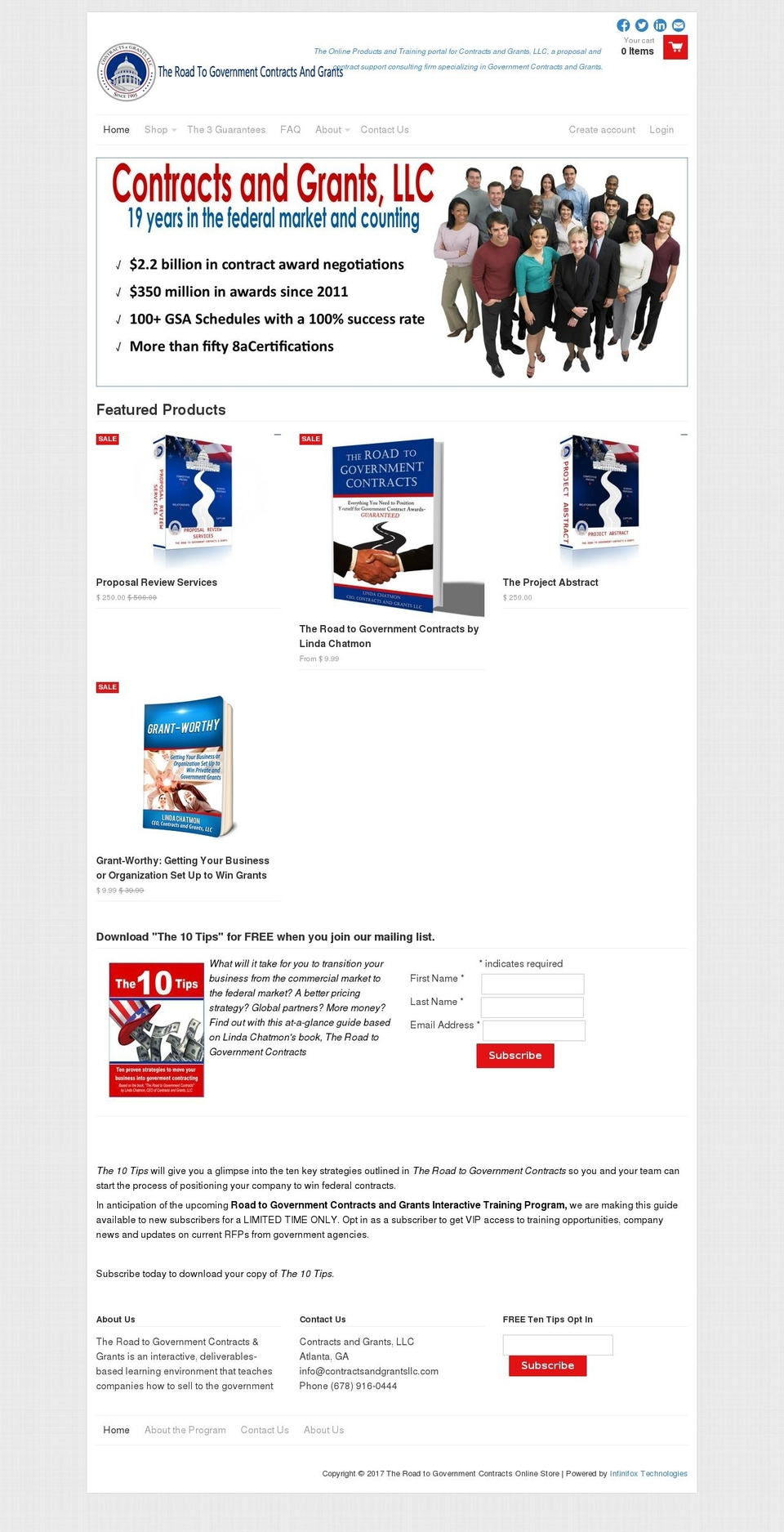 theroadtogovernmentcontracts.net shopify website screenshot