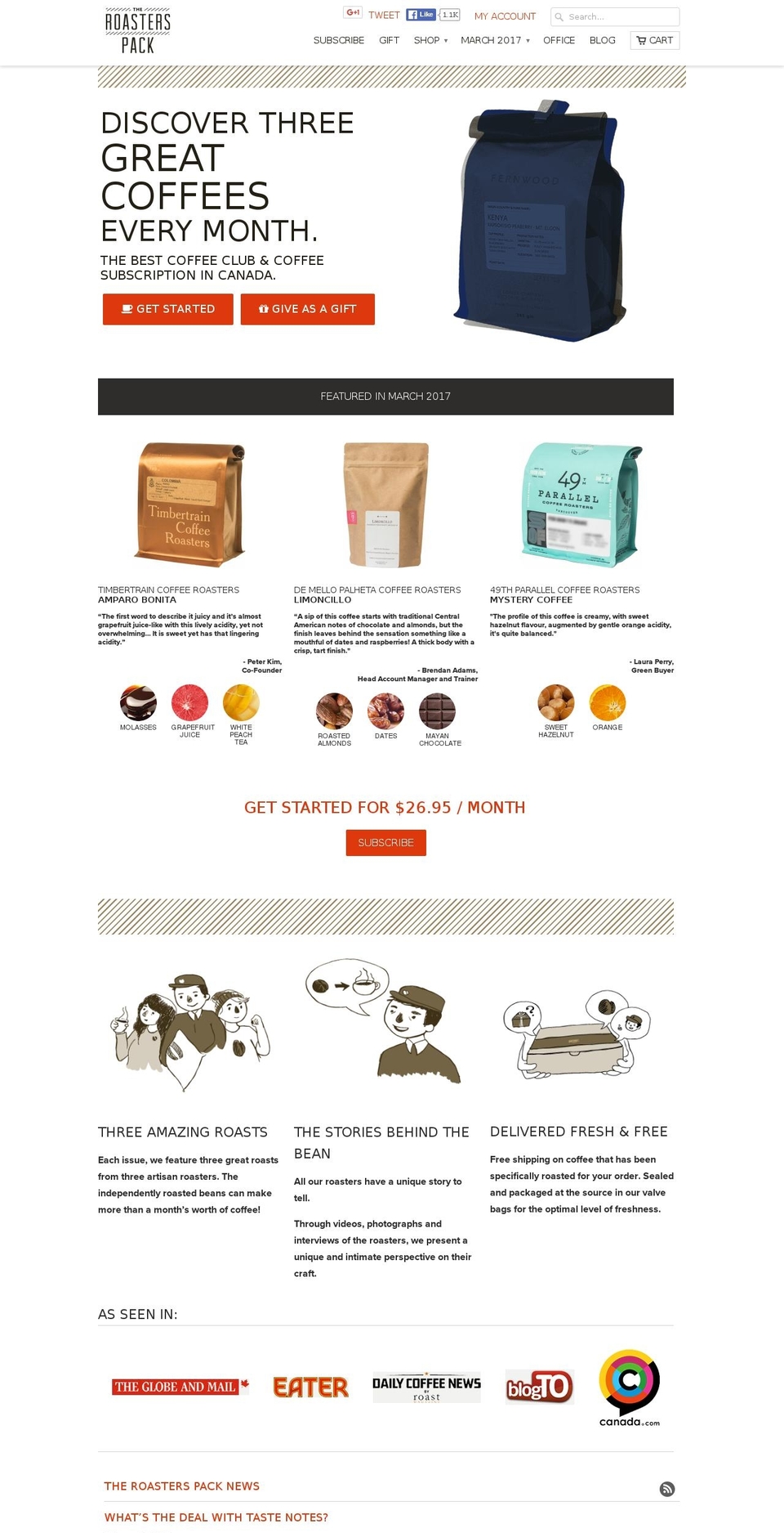 theroasterspack.com shopify website screenshot