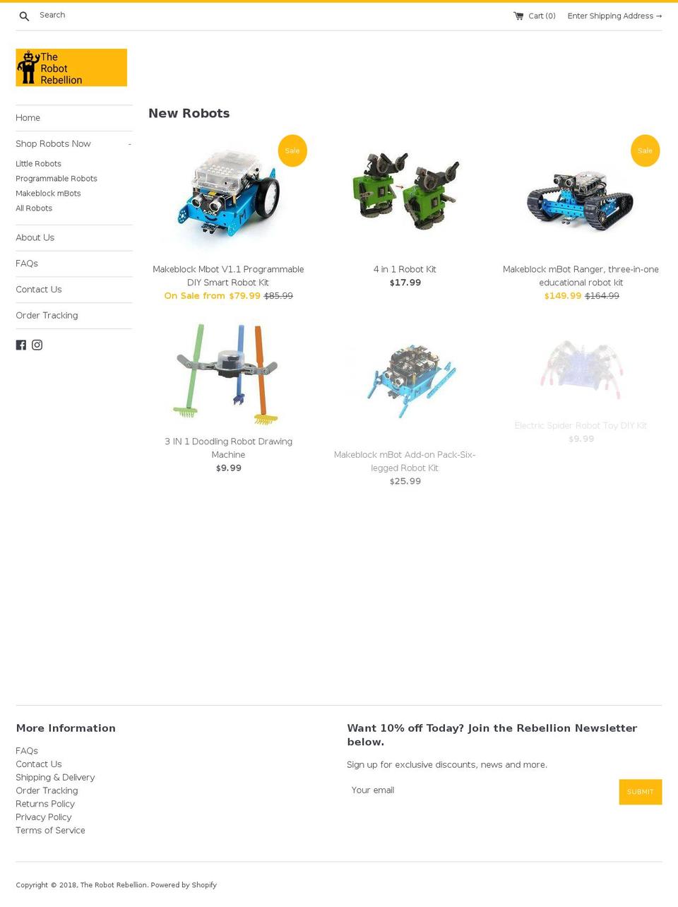 therobotrebellion.com — Shopify storefront screenshot
