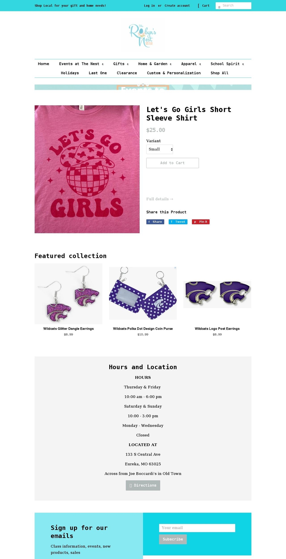 therobynsnesteureka.com shopify website screenshot