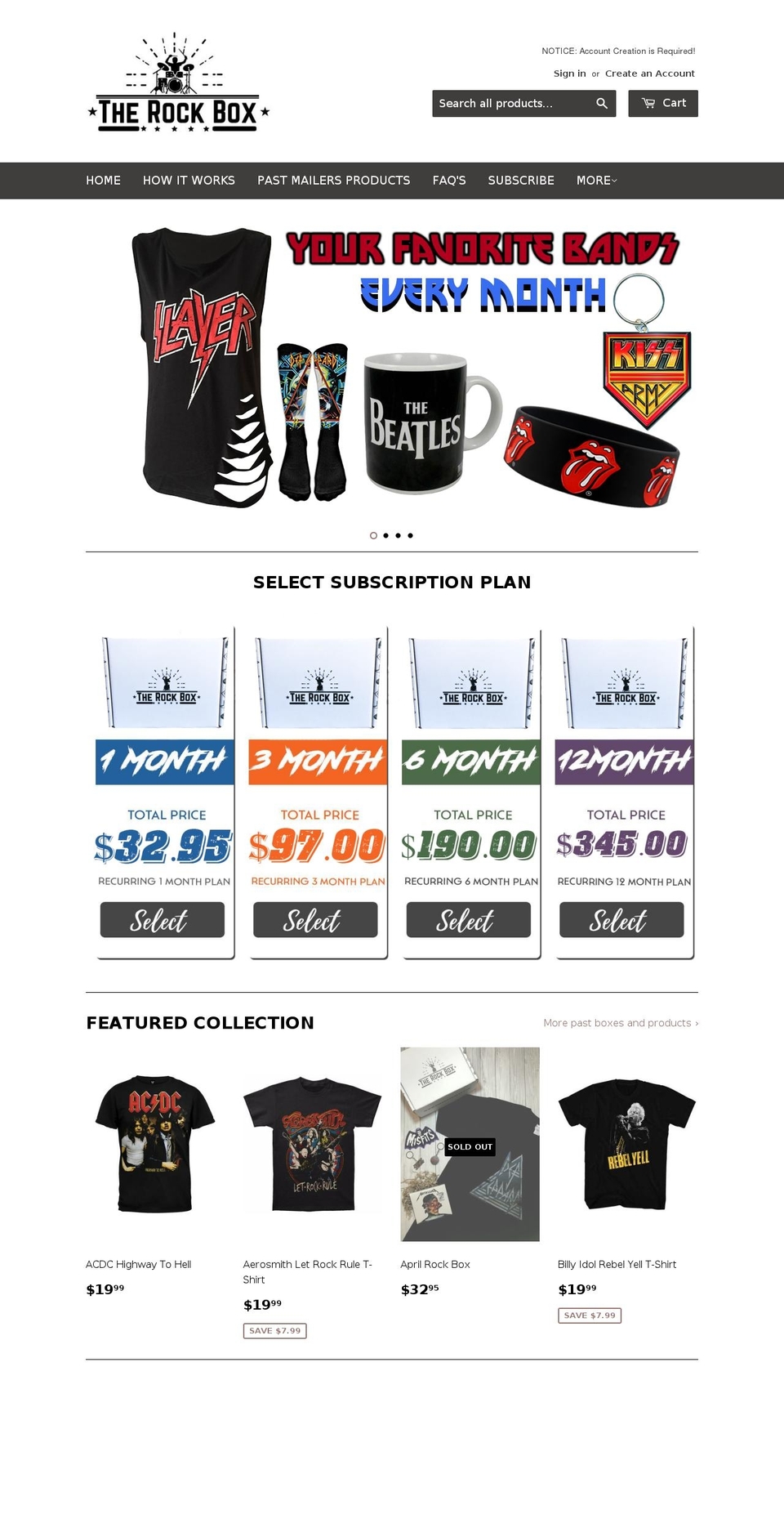 therockboxes.com shopify website screenshot