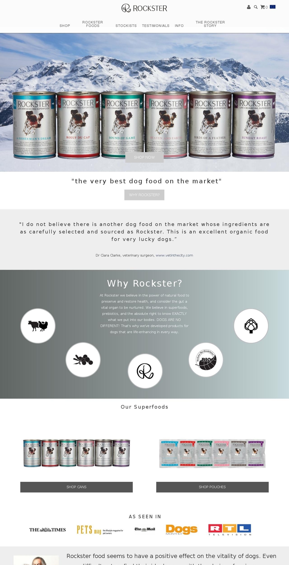 therockster.dog shopify website screenshot