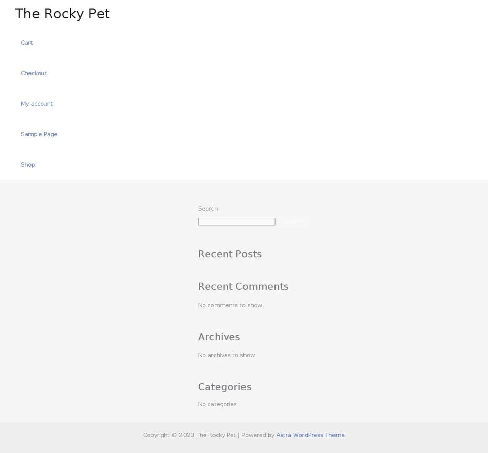 therockypet.com shopify website screenshot