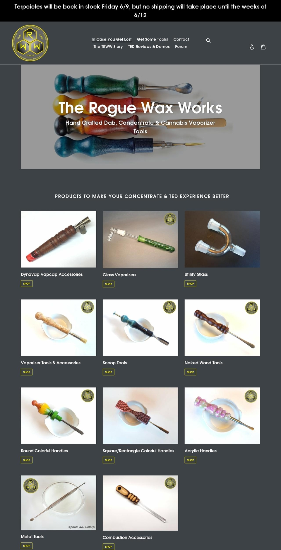 theroguewaxworks.com shopify website screenshot
