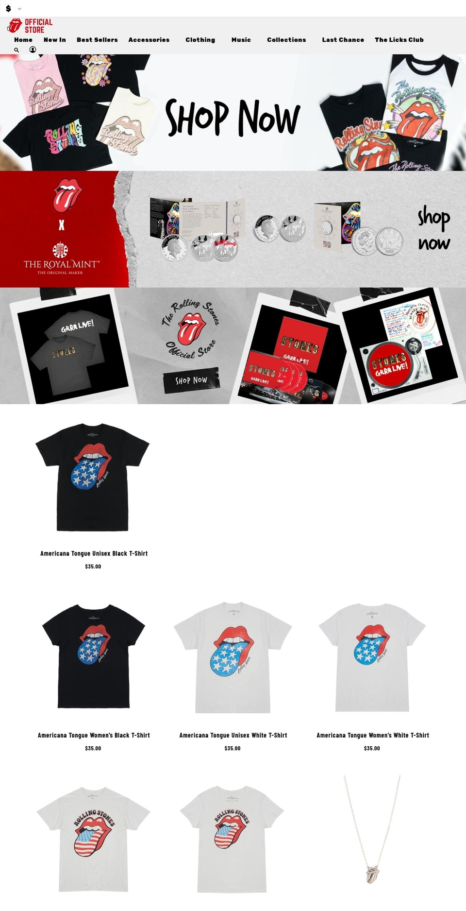 therollingstonesshop.com shopify website screenshot